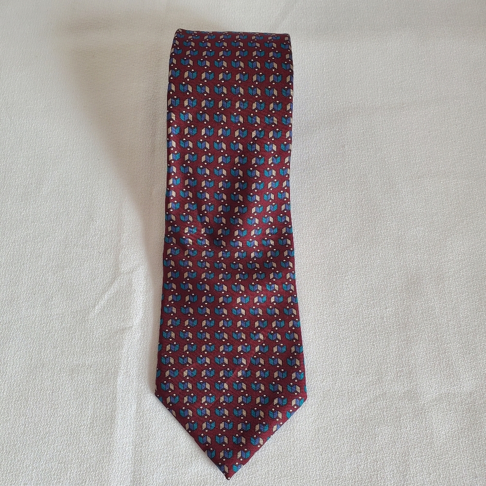 Christian Dior Burgundy Unique Pattern Men's Tie